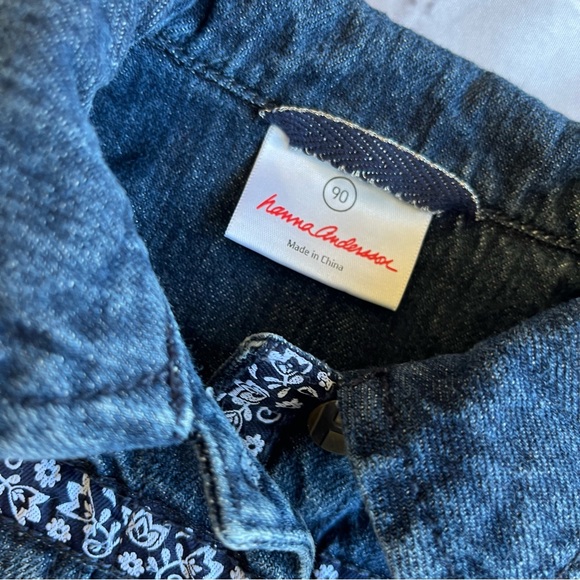 Hanna Andersson “90” Girls Jean Jacket Ribbon Trim Size 3 - Picture 2 of 7
